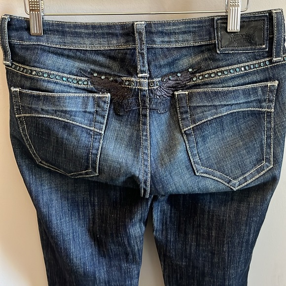 Robin’s Marilyn Straight Jeans Butterfly Appliques Made in USA Size 28 Gemstones - Picture 6 of 12